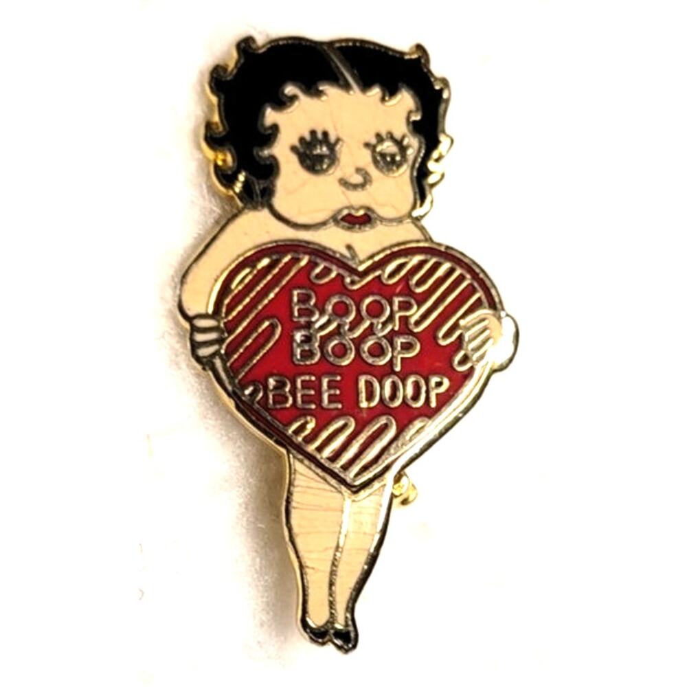 Vtg Retro Betty Boop Boop Bee Doop Heart Small 1" Enamel Lapel Pin Brooch
